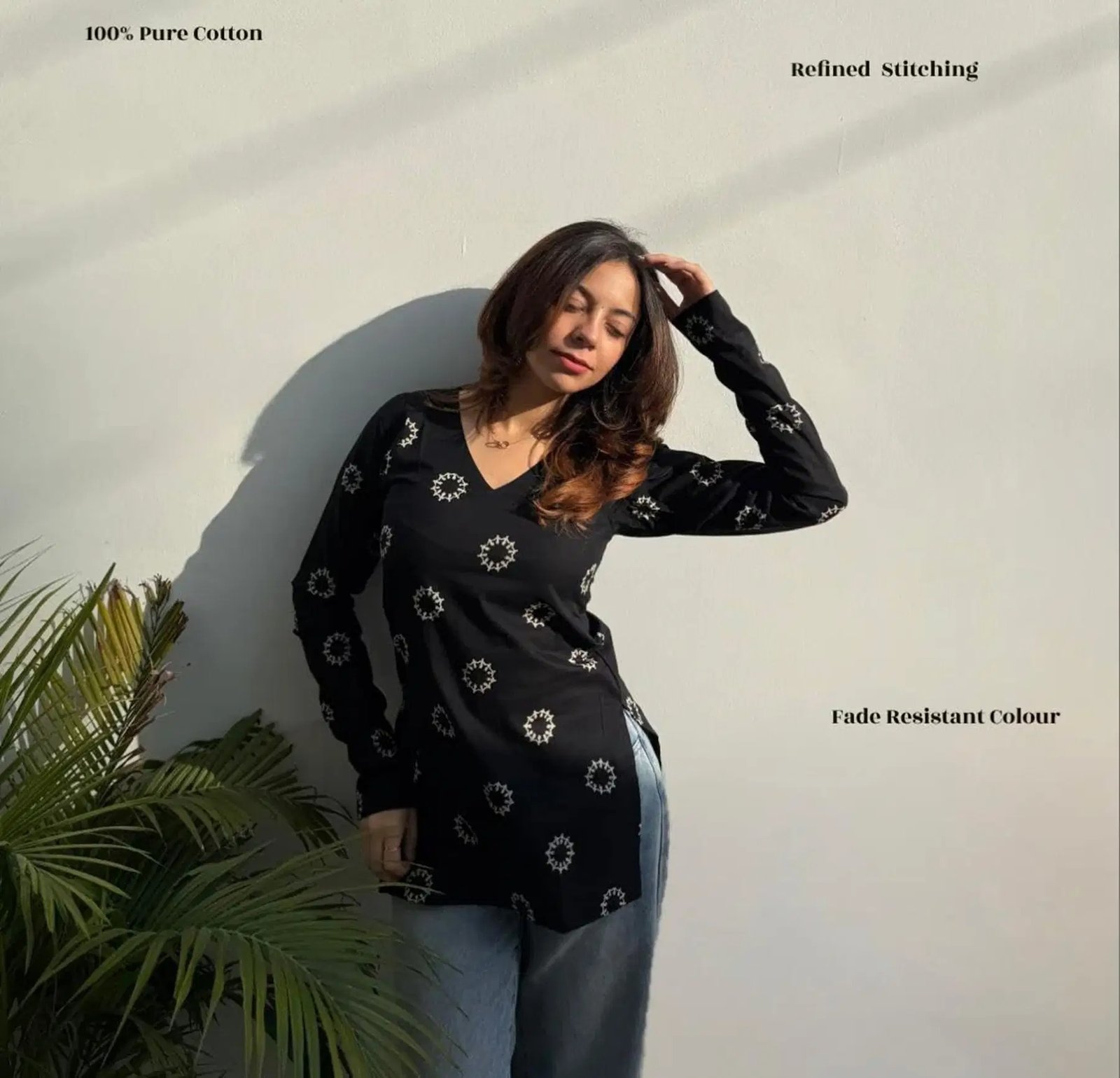RJ14 KURTIS Women Rayon Printed A-line Kurti ( Black ) - Image 2